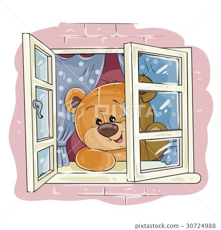 Set vector clip art illustrations of bored teddy 30724988