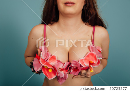 Woman with hot sexy breasts in red lingerie - Stock Photo [30725277] - PIXTA