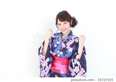 A yukata young woman who poses with a pair of hands A yukata young woman who poses with a pair of hands 30725505