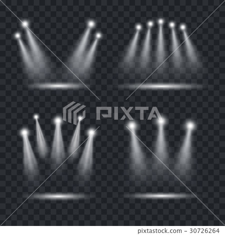 Realistic Light Scenic Spotlight Set. Vector Realistic Light Scenic Spotlight Set. Vector 30726264