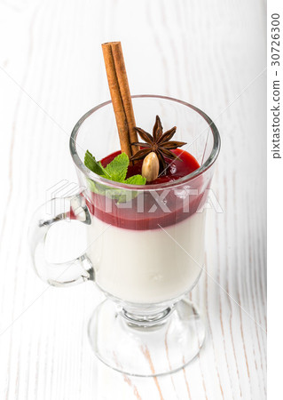 Panakota in a glass on a wooden background 30726300