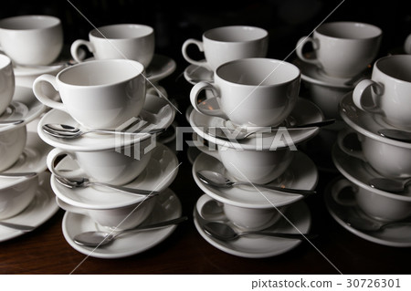 coffee cups. Catering. Mugs on a wooden table 30726301