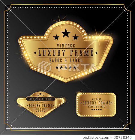 Golden Luxury Frame with Bulb Light Border 30728343