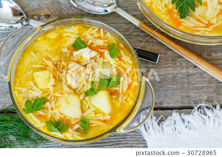 Home chicken soup with noodles 30728965