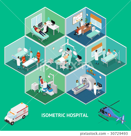 Medicine Hospital Concept Isometric View. Vector 30729493