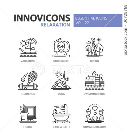 Relaxation - modern color vector single line icon 30729769