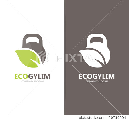 Vector of sport and leaf logo combination. Gym and 30730604