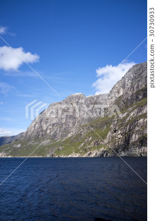 Riese fjord (Norway) seen from the bottom of the cliffs of Sierag Riese fjord (Norway) seen from the bottom of the cliffs of Sierag 30730933