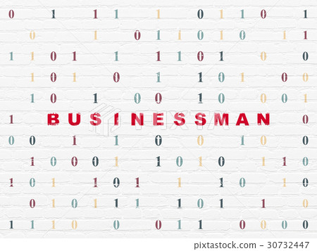 Finance concept: Businessman on wall background Finance concept: Businessman on wall background 30732447