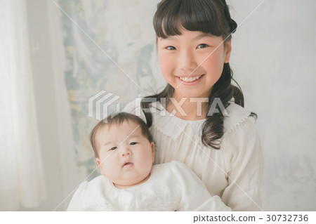 older sister and younger brother, younger, baby 30732736