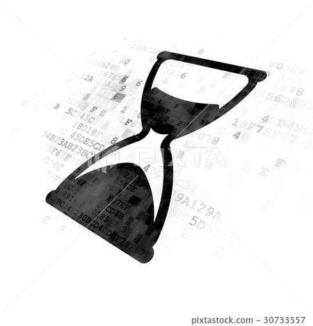 Time concept: Hourglass on Digital background Time concept: Hourglass on Digital background 30733557