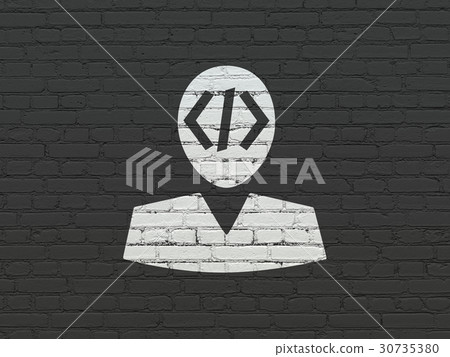 Software concept: Programmer on wall background Software concept: Programmer on wall background 30735380