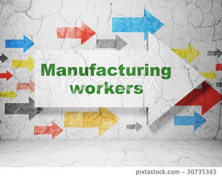 Manufacuring concept: arrow with Manufacturing Manufacuring concept: arrow with Manufacturing 30735385