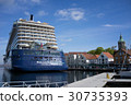 The streets of Stavanger and a large passenger boat (Norway) 30735393