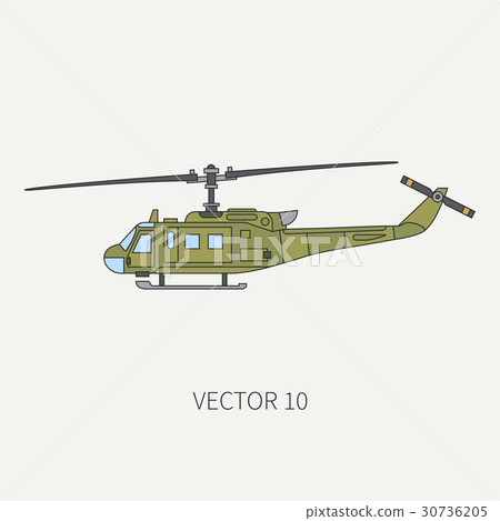 Line flat color vector icon military turboprop 30736205
