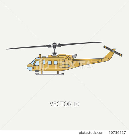 Line flat color vector icon military turboprop 30736217
