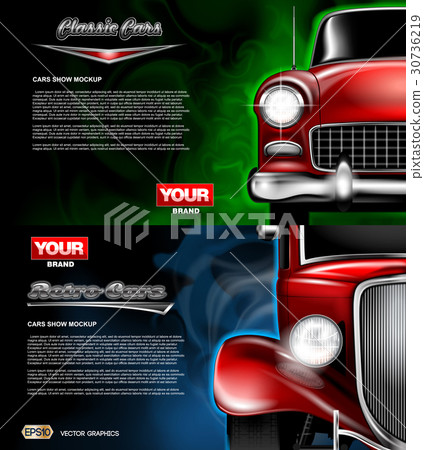 Download Digital Vector Red Old Retro Car Close Up Mockup Stock Illustration 30736219 Pixta PSD Mockup Templates