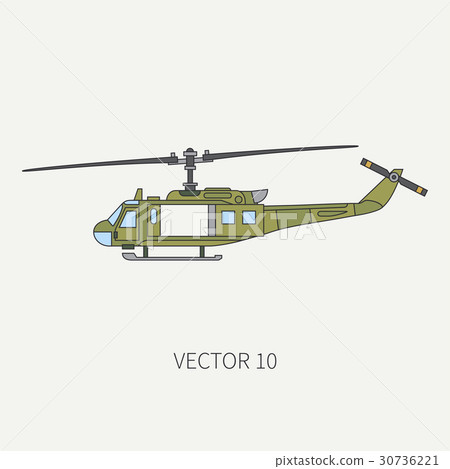 Line flat color vector icon military turboprop 30736221