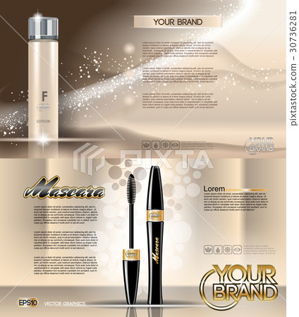 Digital vector golden glass bottle lotion 30736281