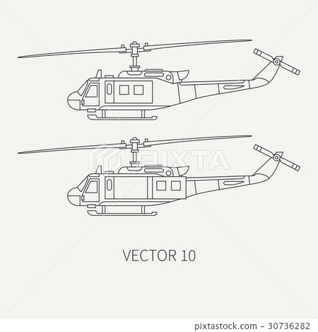 Line flat vector icon set military turboprop 30736282