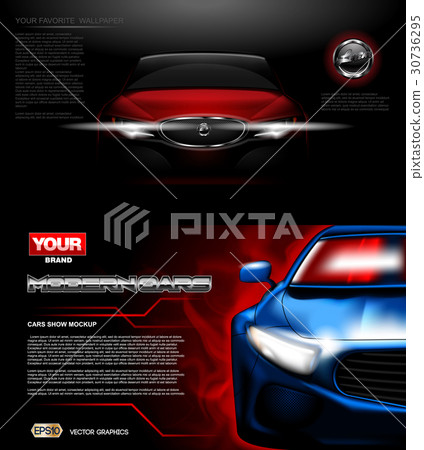 Digital vector red modern sport car mockup Digital vector red modern sport car mockup 30736295
