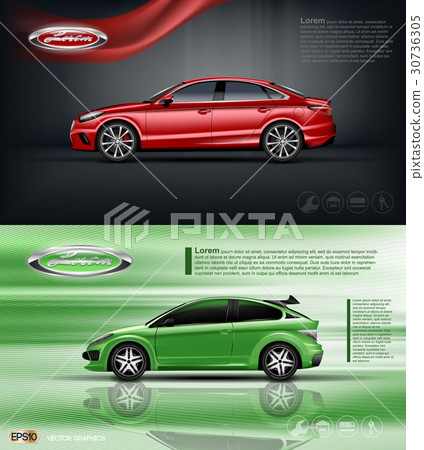 Digital vector red model sedan car 30736305