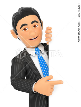 3D Businessman pointing aside with finger 30736689