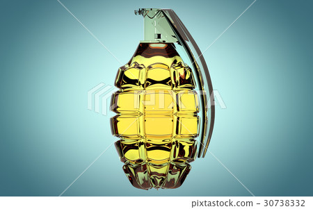 Hand grenade made of glass on beautiful blue Hand grenade made of glass on beautiful blue 30738332