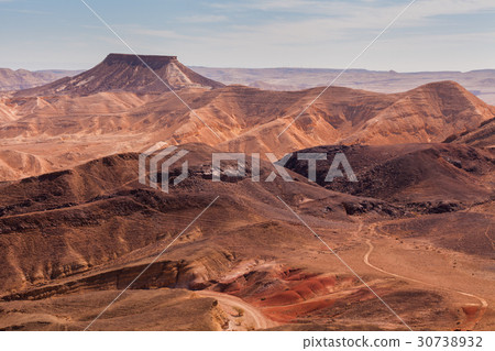 Sunset in the Negev desert. Makhtesh Ramon Crater Sunset in the Negev desert. Makhtesh Ramon Crater 30738932