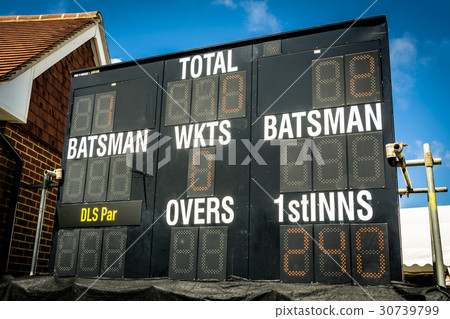 Electronic cricket scoreboard showing run chase in Electronic cricket scoreboard showing run chase in 30739799