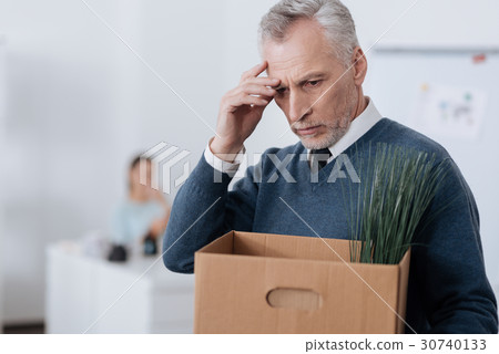 Portrait of serious elderly man thinking at moment Portrait of serious elderly man thinking at moment 30740133