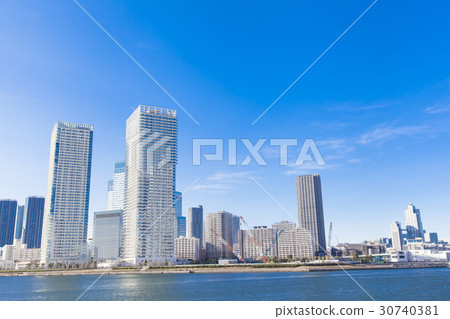 Tower condo group along the river 30740381