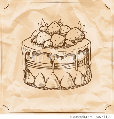 Sweet retro cake with strawberries. Treat for the 30741190