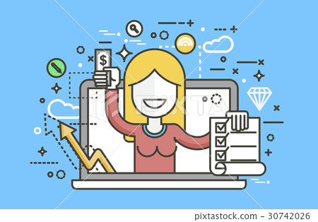 Vector illustration woman laptop notebook offers 30742026