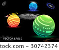 Digital Ball Galaxy Technology Background - Vector 30742374