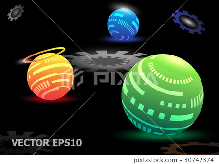 Digital Ball Galaxy Technology Background - Vector 30742374