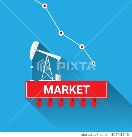 Oil price falling down graph illustration. vector 30743346