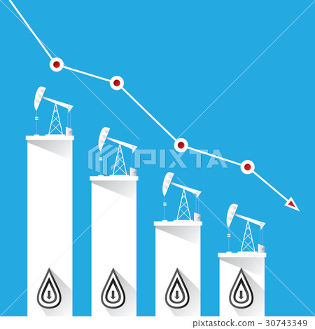 Oil price falling down graph illustration. vector Oil price falling down graph illustration. vector 30743349