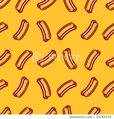 Hot dog vector seamless pattern. Buns and sausages Hot dog vector seamless pattern. Buns and sausages 30744549