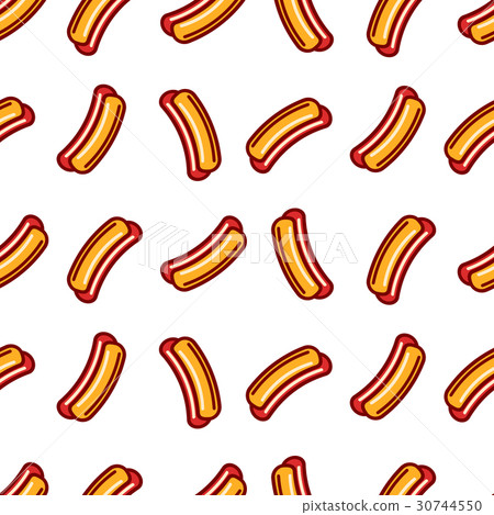 Hot dog vector seamless pattern. Buns and sausages Hot dog vector seamless pattern. Buns and sausages 30744550