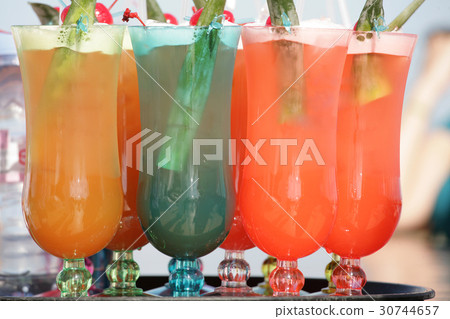 Colorful cocktails close up 30744657