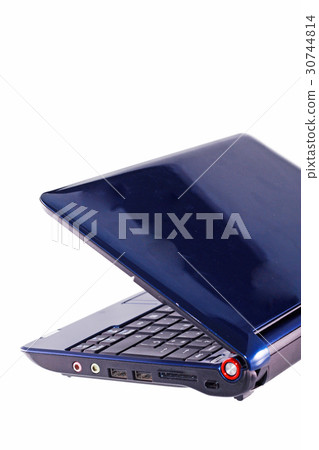 Rear view of open laptop computer Rear view of open laptop computer 30744814