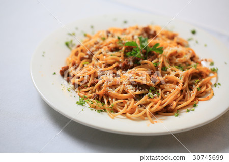 Greek meat sauce spaghetti 30745699