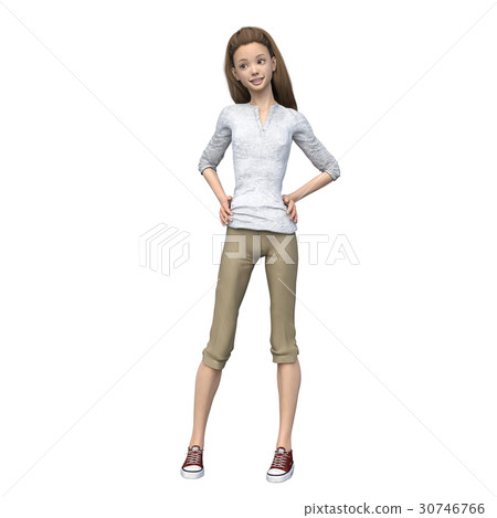 Rough pants Fashion young women perming3DCG illustrations material Rough pants Fashion young women perming3DCG illustrations material 30746766