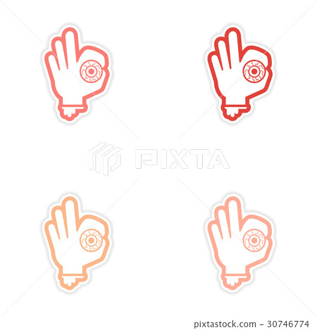 assembly realistic sticker design on paper Hand assembly realistic sticker design on paper Hand 30746774