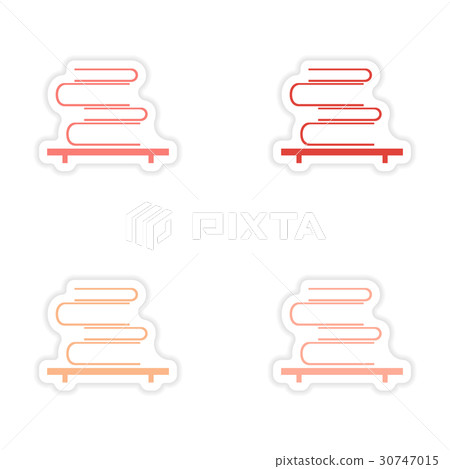 assembly realistic sticker design on paper books 30747015