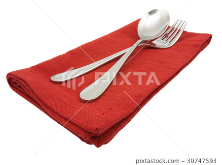 photo silverware fork napkin isolated photo silverware fork napkin isolated 30747593