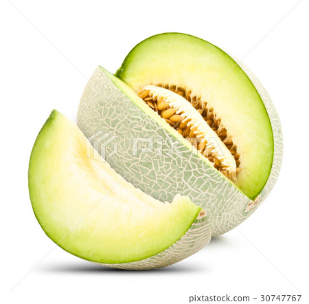green cantaloupe melon isolated 30747767