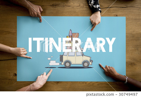 Hnads with illustration of discovery journey road trip traveling banner Hnads with illustration of discovery journey road trip traveling banner 30749497