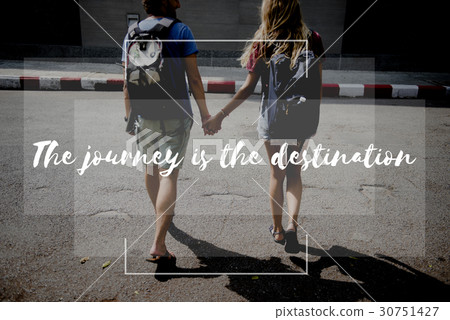 Friends Travel Backpacker Journey with Quote Graphic 30751427